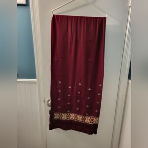 Elegant Maroon Embroidered Shawl/?Scarf/ Dupatta NWOT 38"x84"